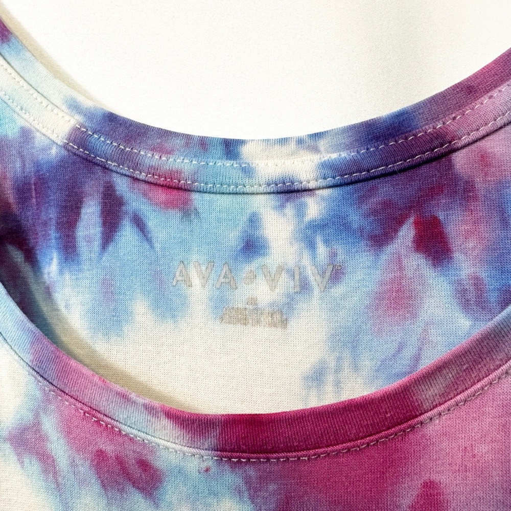 Ava & Viv Plus Size 2X Tank Top Tie‎ Dye Handmade Blue Purple Hippie Boho 1779 - Picture 6 of 10